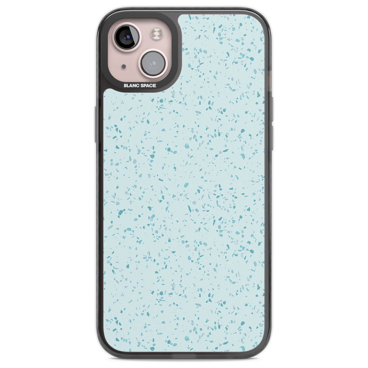 Light Blue Terrazzo Pattern Phone Case iPhone 14 Plus / Black Impact Case Blanc Space