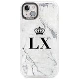 Personalised Initials with Crown on White Marble Custom Phone Case iPhone 14 Plus / Impact Case Blanc Space