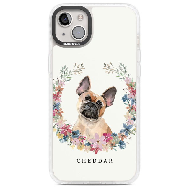 Personalised Tan French Bulldog Watercolour Dog Portrait Custom Phone Case iPhone 14 Plus / Impact Case Blanc Space