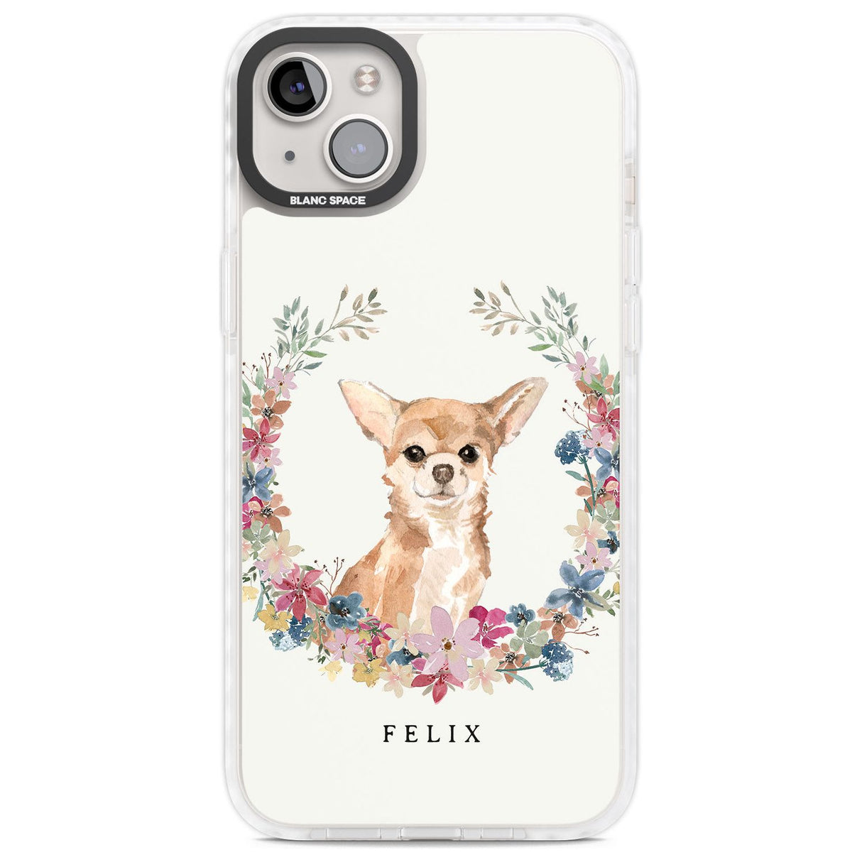 Personalised Chihuahua - Watercolour Dog Portrait Custom Phone Case iPhone 14 Plus / Impact Case Blanc Space