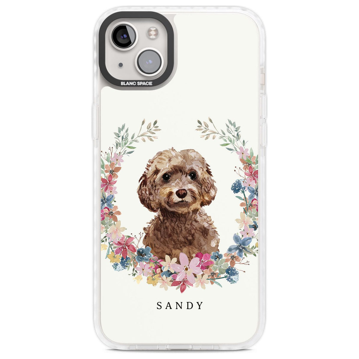 Personalised Brown Cockapoo - Watercolour Dog Portrait Custom Phone Case iPhone 14 Plus / Impact Case Blanc Space