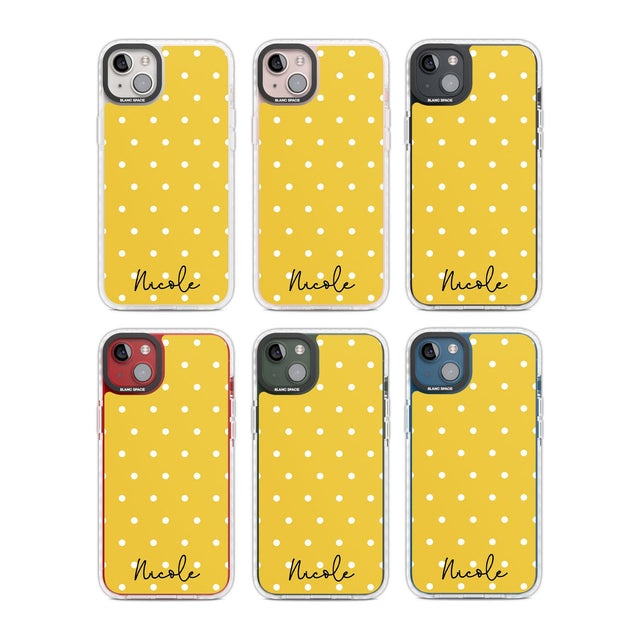 Personalised Yellow Polka Dot Custom Phone Case iPhone 15 Pro Max / Black Impact Case,iPhone 15 Plus / Black Impact Case,iPhone 15 Pro / Black Impact Case,iPhone 15 / Black Impact Case,iPhone 15 Pro Max / Impact Case,iPhone 15 Plus / Impact Case,iPhone 15 Pro / Impact Case,iPhone 15 / Impact Case,iPhone 15 Pro Max / Magsafe Black Impact Case,iPhone 15 Plus / Magsafe Black Impact Case,iPhone 15 Pro / Magsafe Black Impact Case,iPhone 15 / Magsafe Black Impact Case,iPhone 14 Pro Max / Black Impact Case,iPhone 