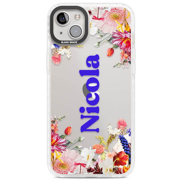 Personalised Text with Floral Borders Custom Phone Case iPhone 14 Plus / Impact Case Blanc Space