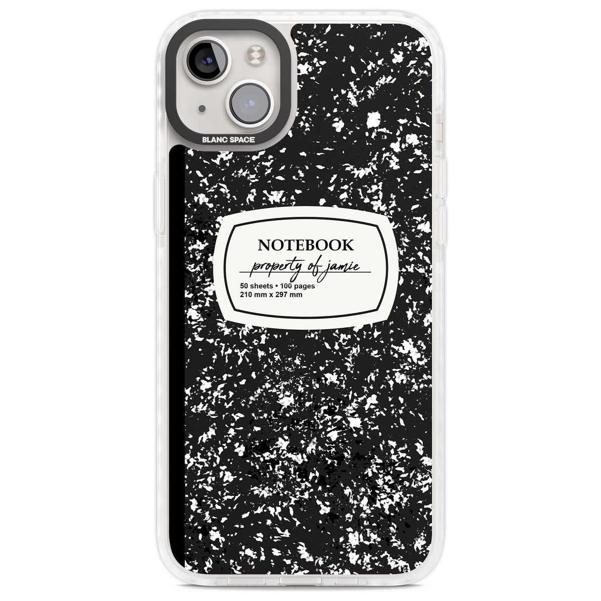 Personalised Notebook Cover Custom Phone Case iPhone 14 Plus / Impact Case Blanc Space