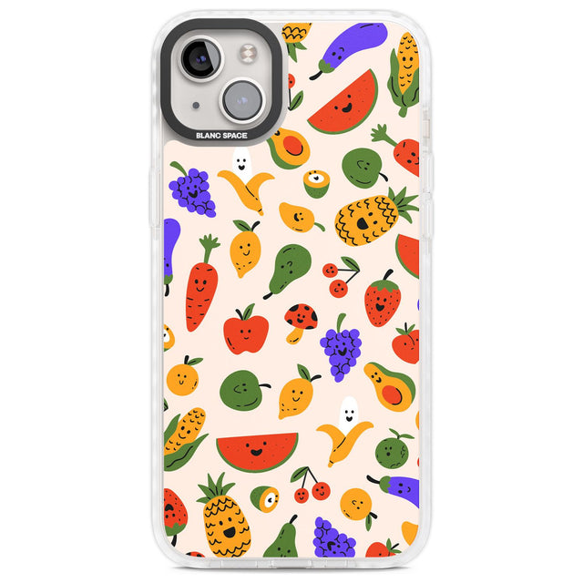 Mixed Kawaii Food Icons - Solid Phone Case iPhone 14 Plus / Impact Case Blanc Space