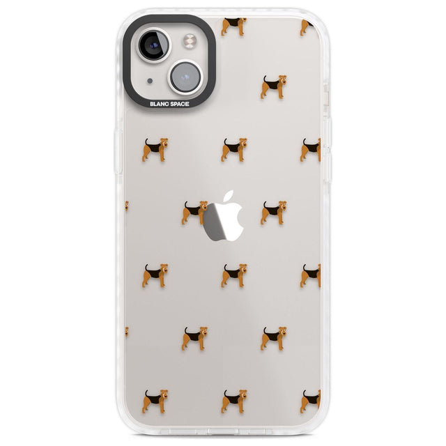 Airedale Terrier Dog Pattern Clear Phone Case iPhone 14 Plus / Impact Case Blanc Space