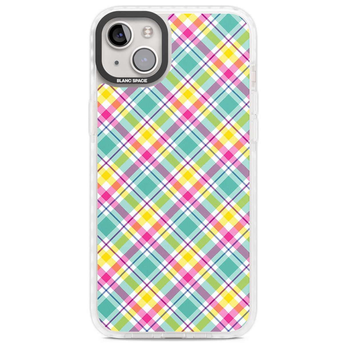 Crosshatch Plaid Phone Case iPhone 14 Plus / Impact Case Blanc Space