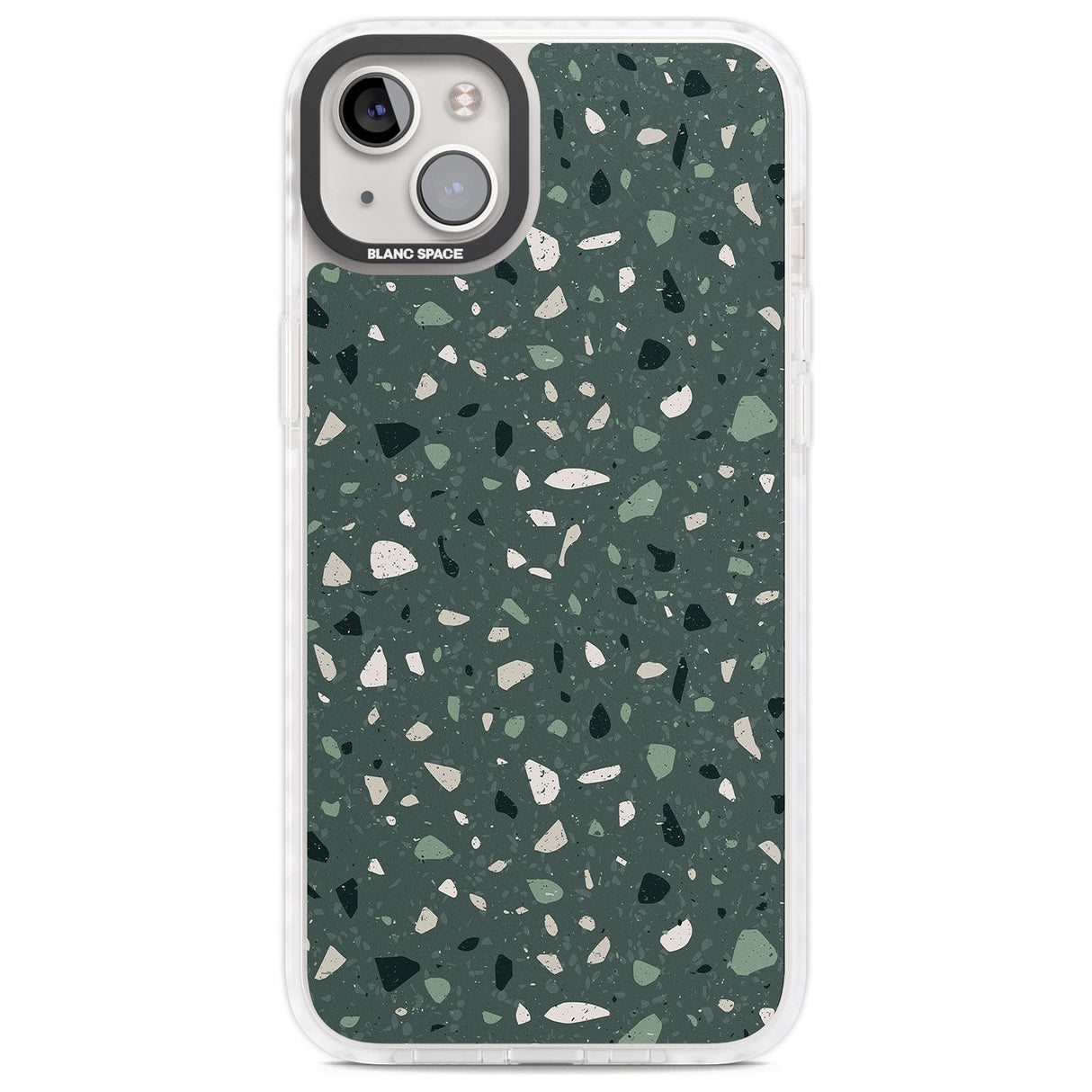 Green & Cream Terrazzo Pattern Phone Case iPhone 14 Plus / Impact Case Blanc Space