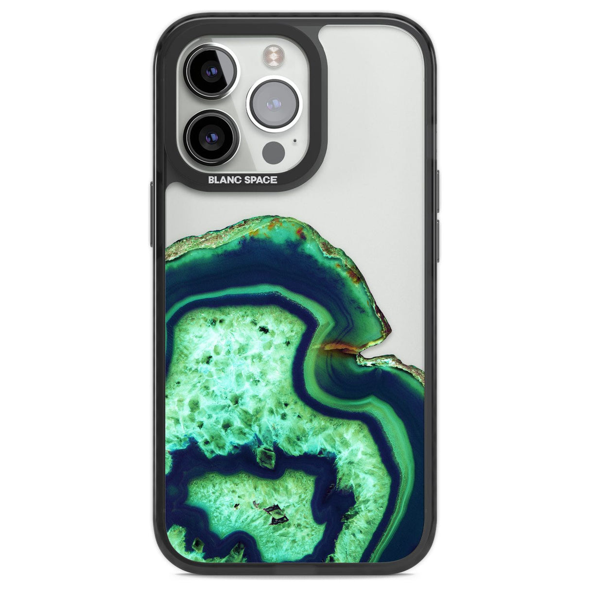 Neon Green & Blue Agate Crystal Transparent Design Phone Case iPhone 13 Pro / Black Impact Case,iPhone 14 Pro / Black Impact Case,iPhone 15 Pro Max / Black Impact Case,iPhone 15 Pro / Black Impact Case Blanc Space