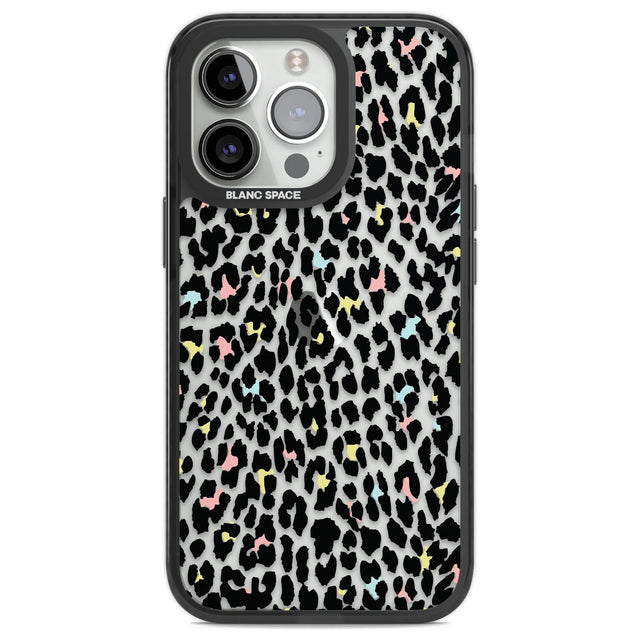 Mixed Pastels Leopard Print - Transparent Phone Case iPhone 13 Pro / Black Impact Case,iPhone 14 Pro / Black Impact Case,iPhone 15 Pro Max / Black Impact Case,iPhone 15 Pro / Black Impact Case Blanc Space