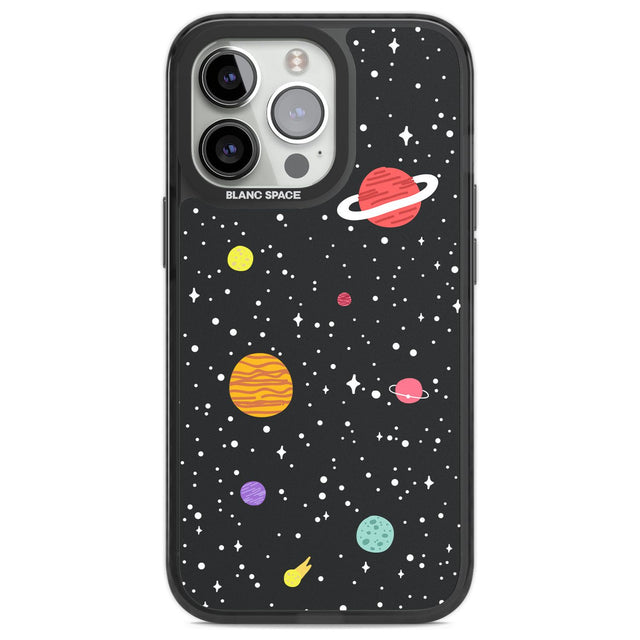 Cute Cartoon Planets Phone Case iPhone 13 Pro / Black Impact Case,iPhone 14 Pro / Black Impact Case,iPhone 15 Pro Max / Black Impact Case,iPhone 15 Pro / Black Impact Case Blanc Space