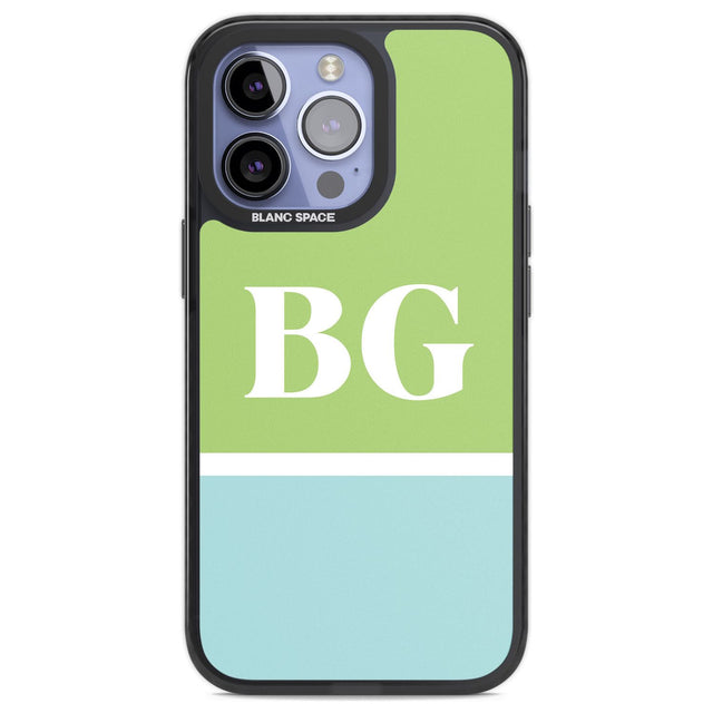 Personalised Colourblock: Green & Turquoise Custom Phone Case iPhone 13 Pro / Black Impact Case,iPhone 14 Pro / Black Impact Case,iPhone 15 Pro Max / Black Impact Case,iPhone 15 Pro / Black Impact Case Blanc Space