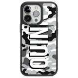 Personalised Greyscale Camo Custom Phone Case iPhone 13 Pro / Black Impact Case,iPhone 14 Pro / Black Impact Case,iPhone 15 Pro Max / Black Impact Case,iPhone 15 Pro / Black Impact Case Blanc Space