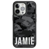 Personalised Horizontal Name Black Camouflage Custom Phone Case iPhone 13 Pro / Black Impact Case,iPhone 14 Pro / Black Impact Case,iPhone 15 Pro Max / Black Impact Case,iPhone 15 Pro / Black Impact Case Blanc Space