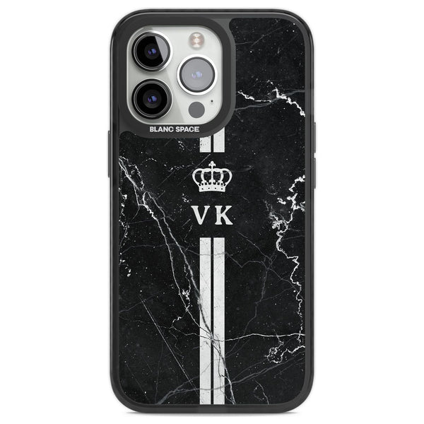 Personalised Black Marble Stripe Initials