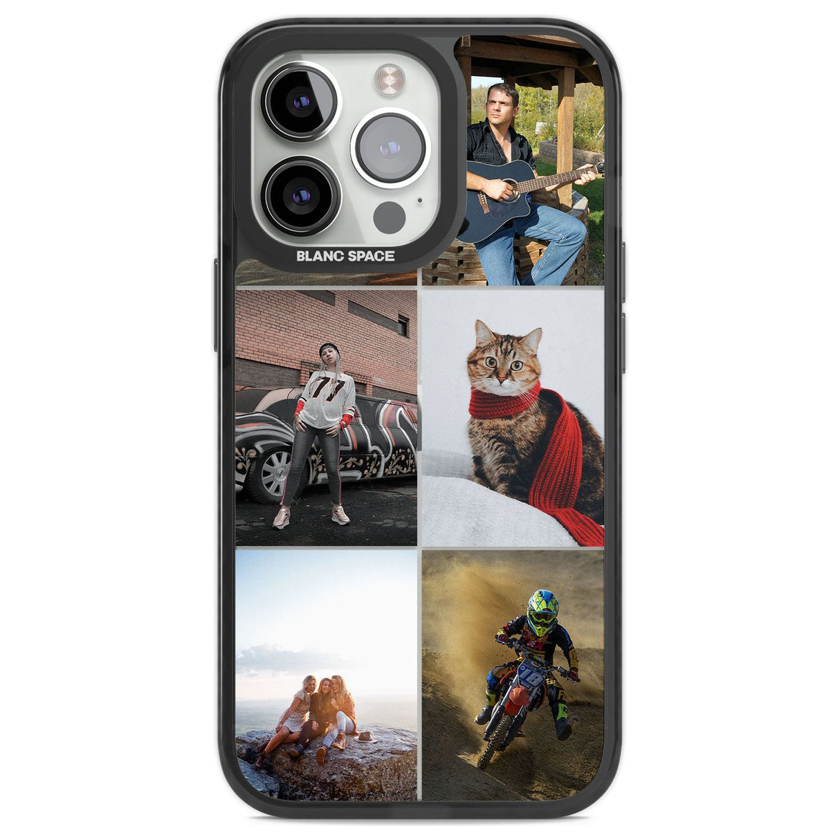 Personalised 6 Photo Grid Custom Phone Case iPhone 13 Pro / Black Impact Case,iPhone 14 Pro / Black Impact Case,iPhone 15 Pro Max / Black Impact Case,iPhone 15 Pro / Black Impact Case Blanc Space