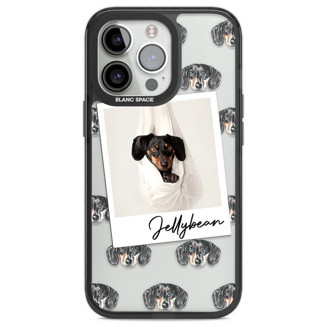 Personalised Dachshund, Black- Dog Photo Custom Phone Case iPhone 13 Pro / Black Impact Case,iPhone 14 Pro / Black Impact Case,iPhone 15 Pro Max / Black Impact Case,iPhone 15 Pro / Black Impact Case Blanc Space