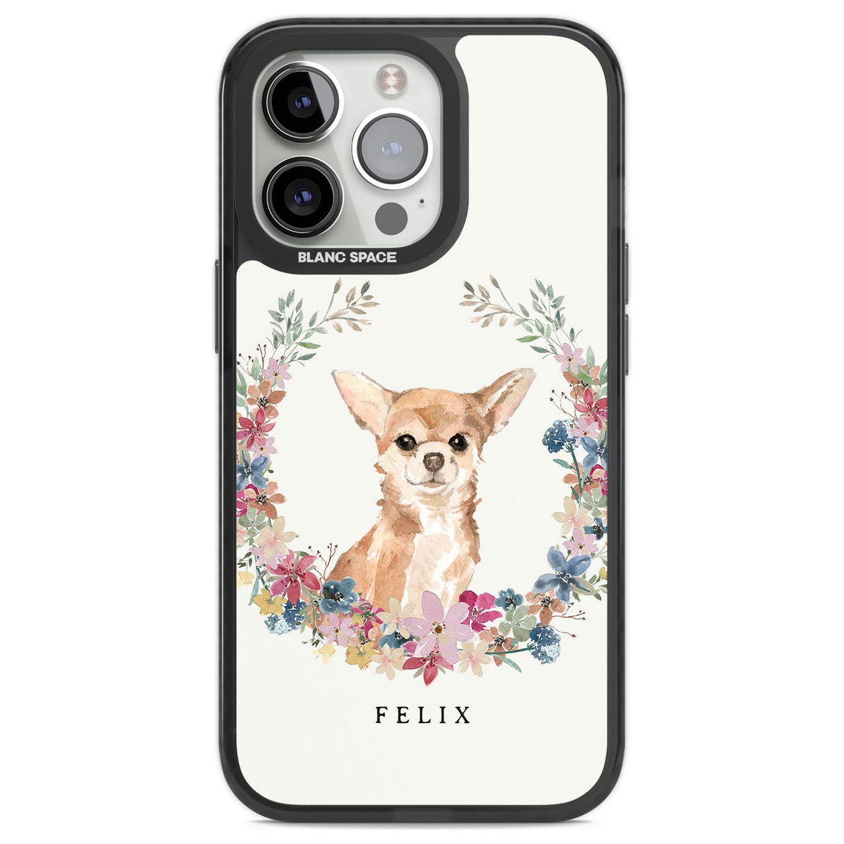 Personalised Chihuahua - Watercolour Dog Portrait Custom Phone Case iPhone 13 Pro / Black Impact Case,iPhone 14 Pro / Black Impact Case,iPhone 15 Pro Max / Black Impact Case,iPhone 15 Pro / Black Impact Case Blanc Space