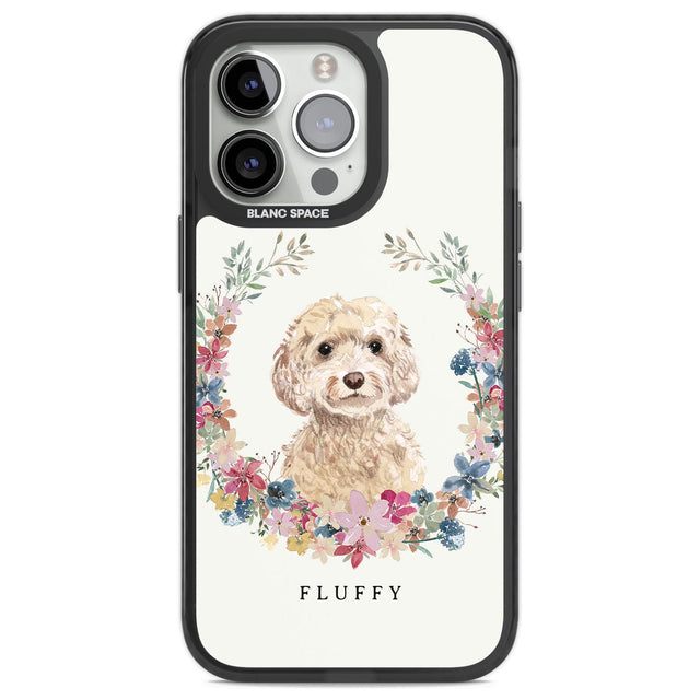 Personalised Champagne Cockapoo - Watercolour Dog Portrait Custom Phone Case iPhone 13 Pro / Black Impact Case,iPhone 14 Pro / Black Impact Case,iPhone 15 Pro Max / Black Impact Case,iPhone 15 Pro / Black Impact Case Blanc Space