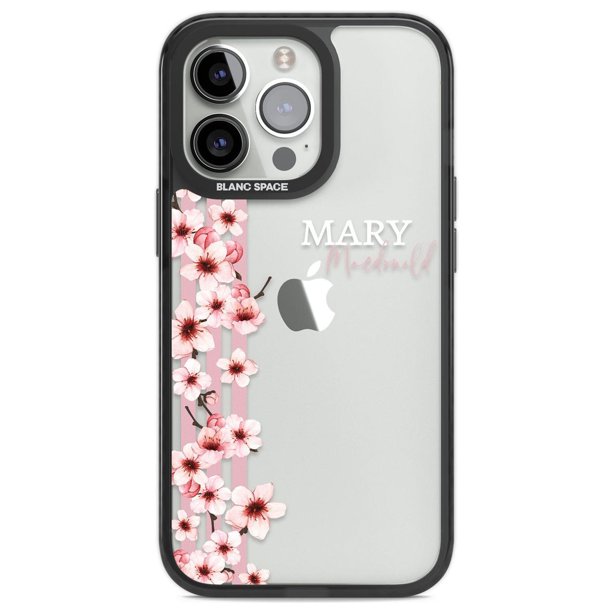 Personalised Cherry Blossoms & Stripes Custom Phone Case iPhone 13 Pro / Black Impact Case,iPhone 14 Pro / Black Impact Case,iPhone 15 Pro Max / Black Impact Case,iPhone 15 Pro / Black Impact Case Blanc Space