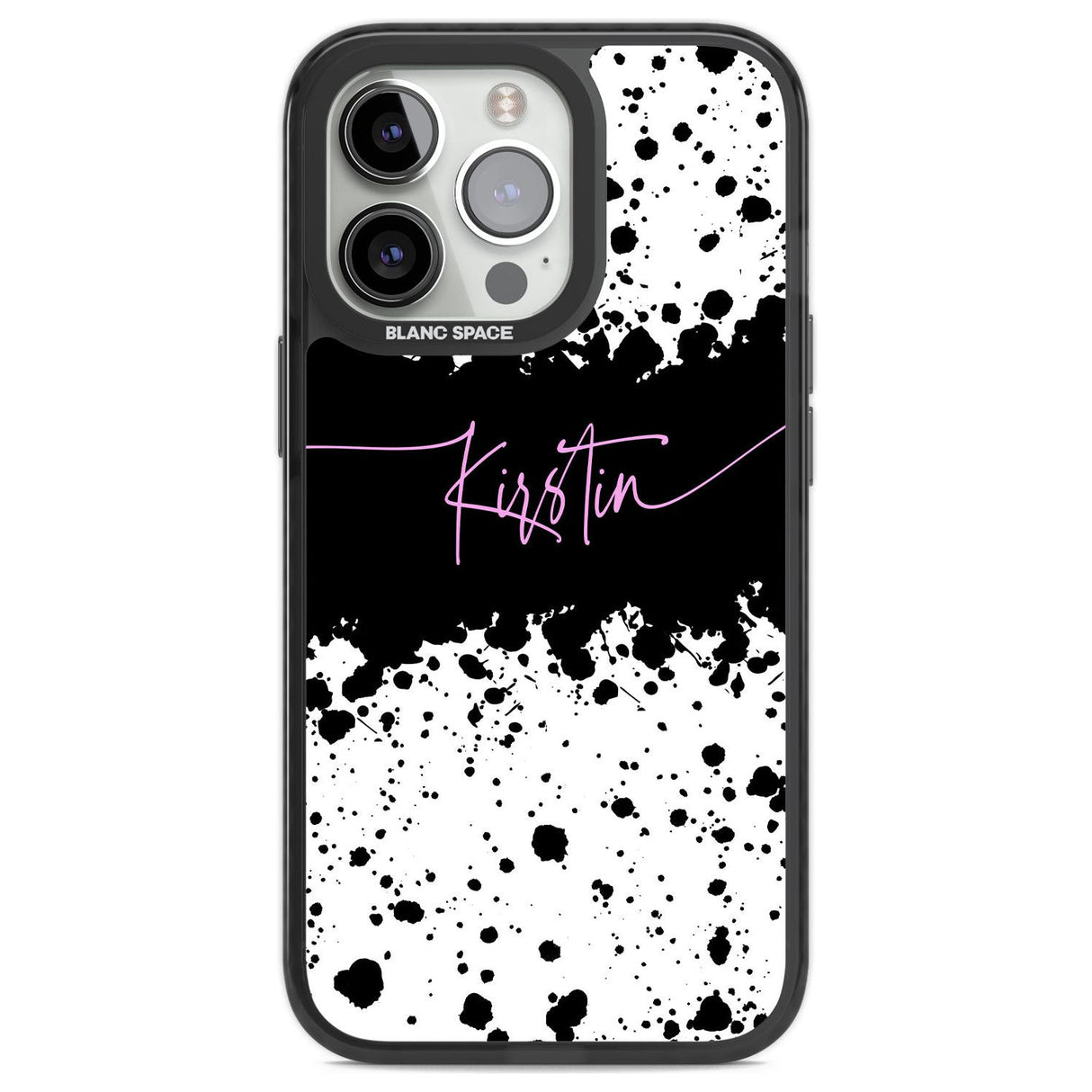 Personalised Black & White Paint Splatters Custom Phone Case iPhone 13 Pro / Black Impact Case,iPhone 14 Pro / Black Impact Case,iPhone 15 Pro Max / Black Impact Case,iPhone 15 Pro / Black Impact Case Blanc Space