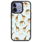 Personalised Safari Giraffe Pattern on Blue Custom Phone Case iPhone 13 Pro / Black Impact Case,iPhone 14 Pro / Black Impact Case,iPhone 15 Pro Max / Black Impact Case,iPhone 15 Pro / Black Impact Case Blanc Space