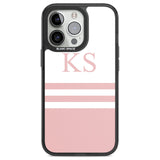 Personalised Minimal Pink Stripes & Initials Custom Phone Case iPhone 13 Pro / Black Impact Case,iPhone 14 Pro / Black Impact Case,iPhone 15 Pro Max / Black Impact Case,iPhone 15 Pro / Black Impact Case Blanc Space