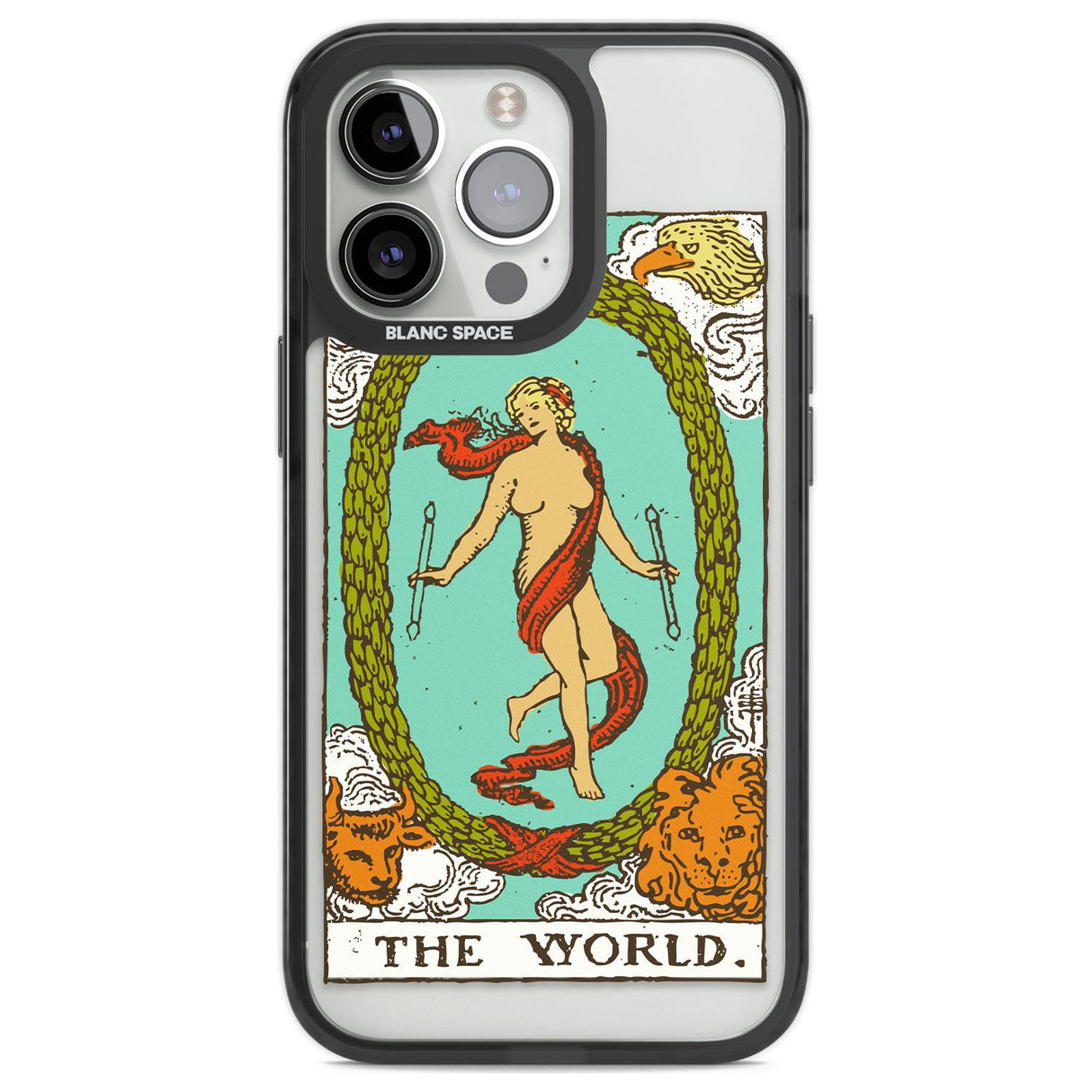 Personalised The World Tarot Card - Colour Custom Phone Case iPhone 13 Pro / Black Impact Case,iPhone 14 Pro / Black Impact Case,iPhone 15 Pro Max / Black Impact Case,iPhone 15 Pro / Black Impact Case Blanc Space