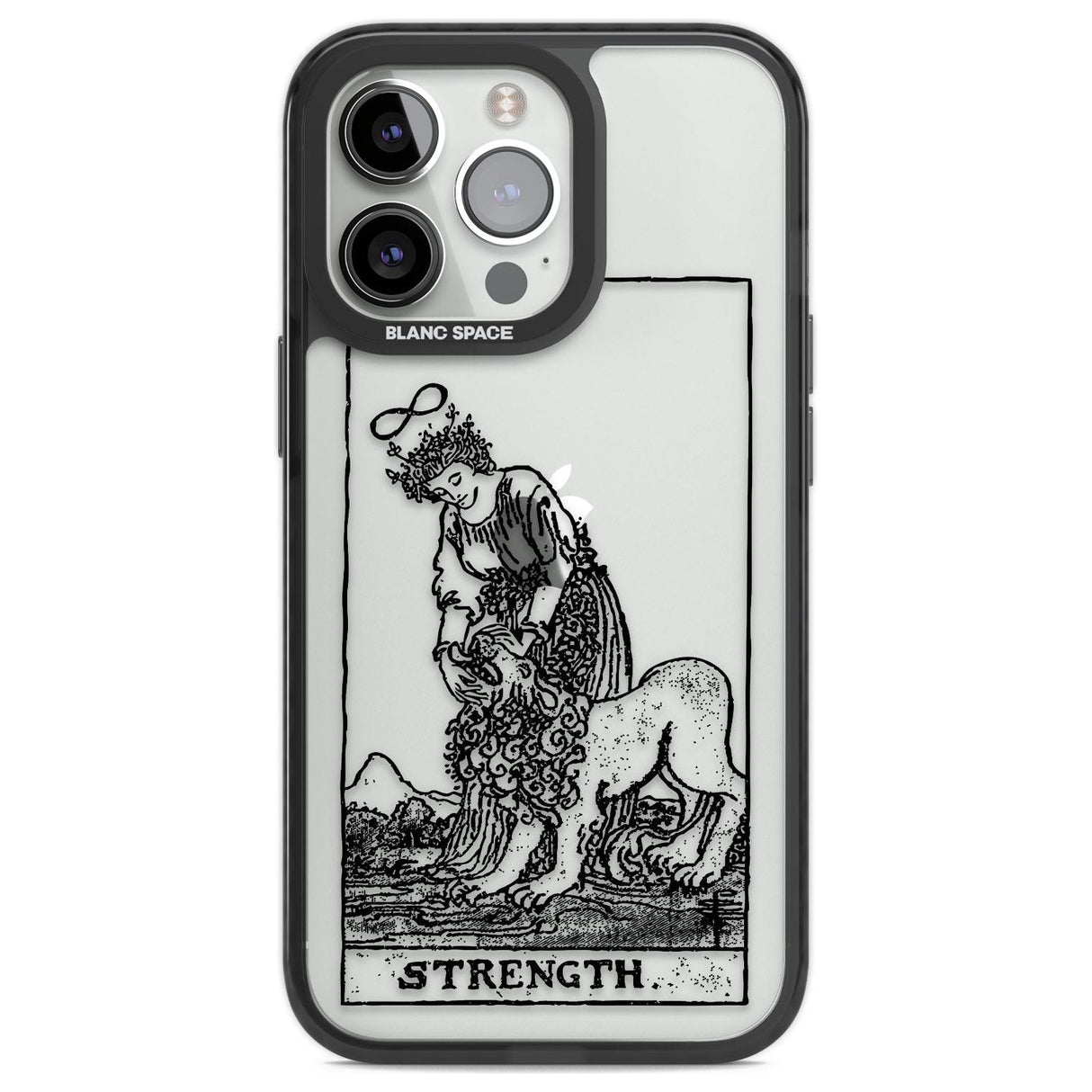 Personalised Strength Tarot Card - Transparent Custom Phone Case iPhone 13 Pro / Black Impact Case,iPhone 14 Pro / Black Impact Case,iPhone 15 Pro Max / Black Impact Case,iPhone 15 Pro / Black Impact Case Blanc Space