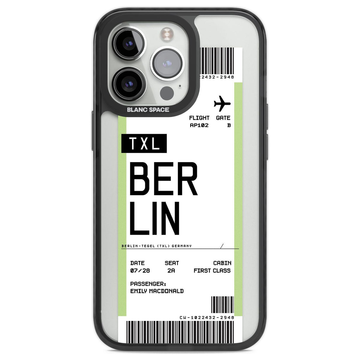 Personalised Berlin Boarding Pass Custom Phone Case iPhone 13 Pro / Black Impact Case,iPhone 14 Pro / Black Impact Case,iPhone 15 Pro Max / Black Impact Case,iPhone 15 Pro / Black Impact Case Blanc Space