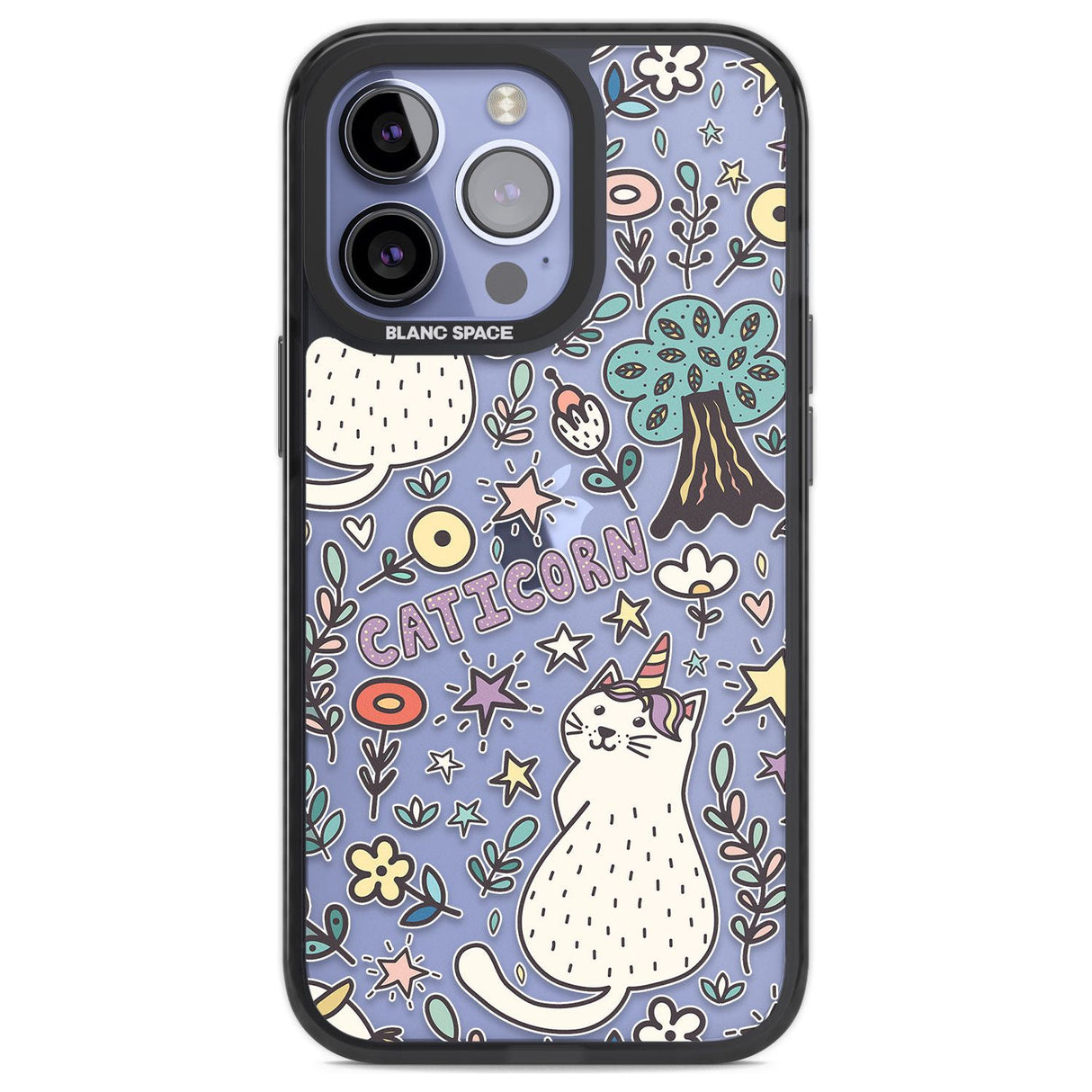 Caticorn pattern Phone Case iPhone 13 Pro / Black Impact Case,iPhone 14 Pro / Black Impact Case,iPhone 15 Pro / Black Impact Case,iPhone 15 Pro Max / Black Impact Case Blanc Space