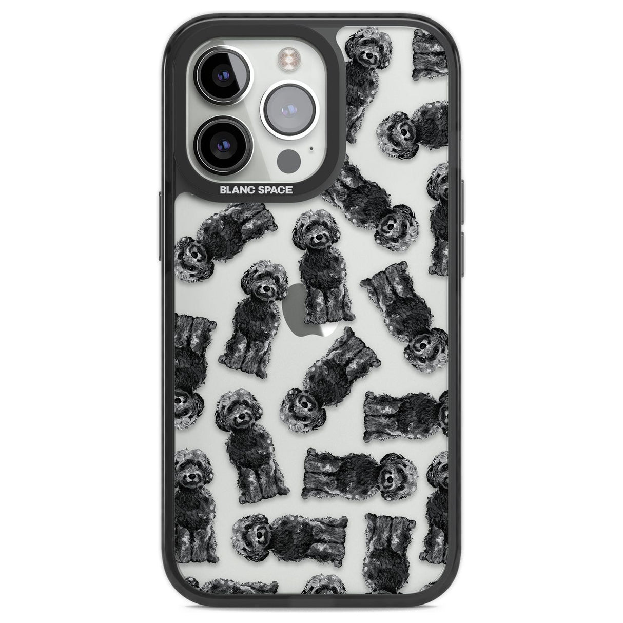 Cockapoo (Black) Watercolour Dog Pattern Phone Case iPhone 13 Pro / Black Impact Case,iPhone 14 Pro / Black Impact Case,iPhone 15 Pro Max / Black Impact Case,iPhone 15 Pro / Black Impact Case Blanc Space