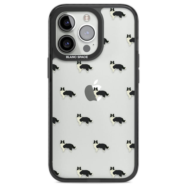 Border Collie Dog Pattern Clear Phone Case iPhone 13 Pro / Black Impact Case,iPhone 14 Pro / Black Impact Case,iPhone 15 Pro Max / Black Impact Case,iPhone 15 Pro / Black Impact Case Blanc Space