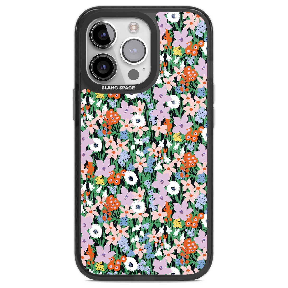 Jazzy Floral Mix: Solid Phone Case iPhone 13 Pro / Black Impact Case,iPhone 14 Pro / Black Impact Case,iPhone 15 Pro Max / Black Impact Case,iPhone 15 Pro / Black Impact Case Blanc Space