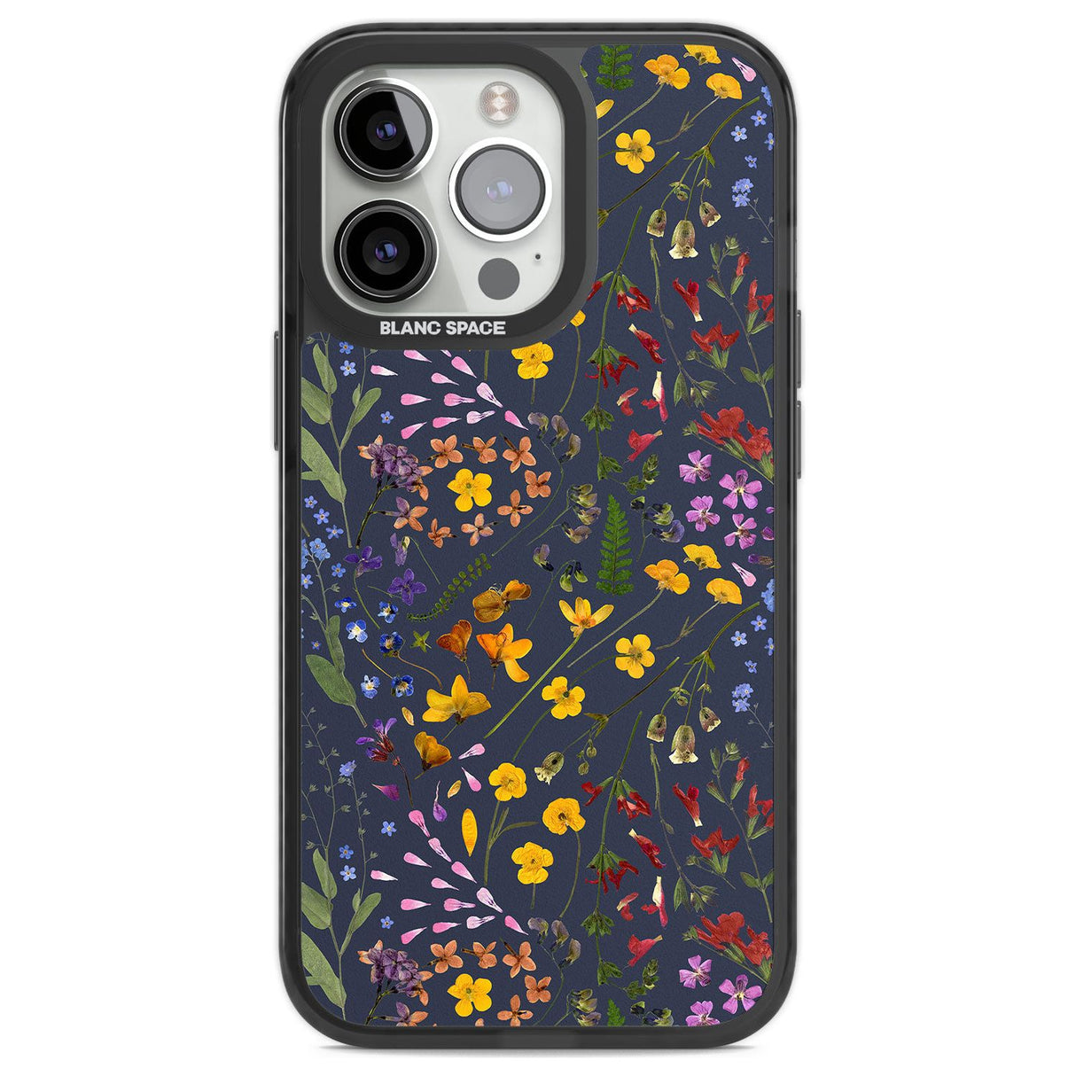 Wildflower & Leaves Cluster Design - Navy