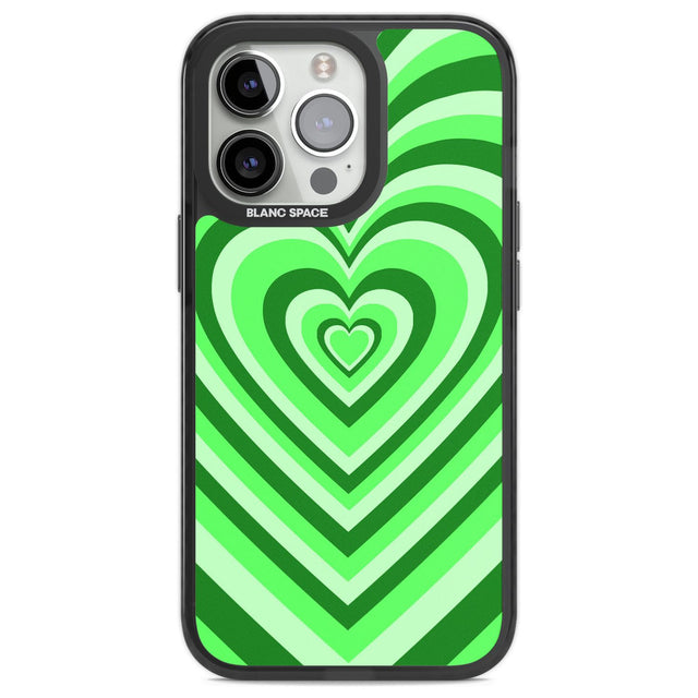 Green Heart Illusion Phone Case iPhone 13 Pro / Black Impact Case,iPhone 14 Pro / Black Impact Case,iPhone 15 Pro Max / Black Impact Case,iPhone 15 Pro / Black Impact Case Blanc Space