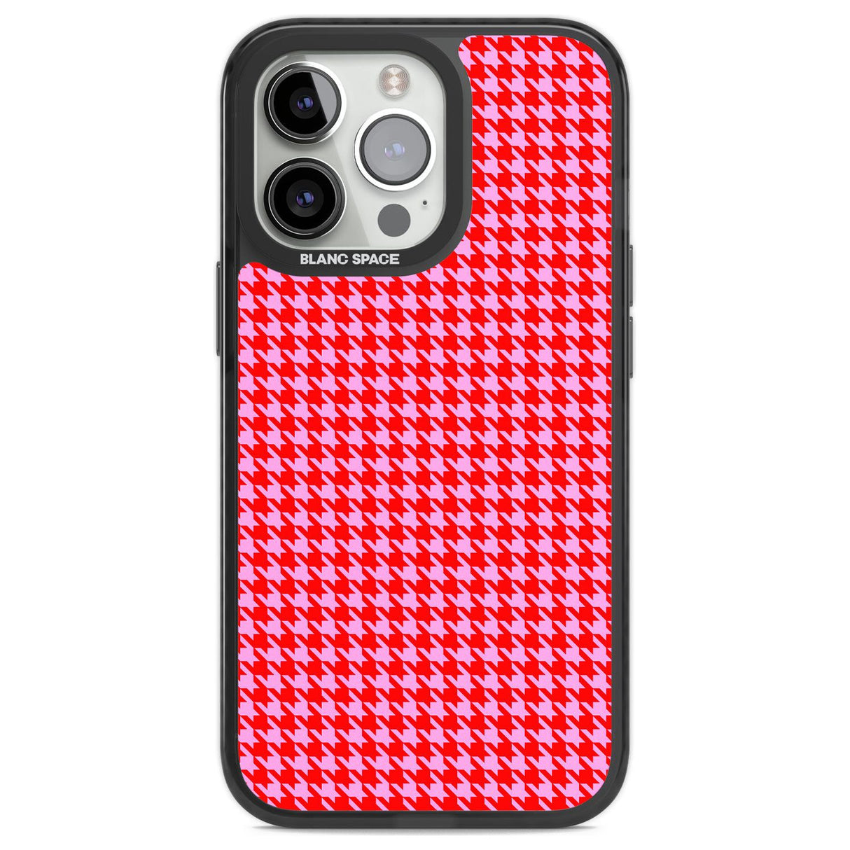 Neon Pink & Red Houndstooth Pattern Phone Case iPhone 13 Pro / Black Impact Case,iPhone 14 Pro / Black Impact Case,iPhone 15 Pro Max / Black Impact Case,iPhone 15 Pro / Black Impact Case Blanc Space