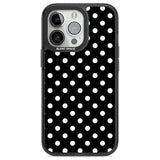 Designer Chic Black Polka Dot Phone Case iPhone 13 Pro / Black Impact Case,iPhone 14 Pro / Black Impact Case,iPhone 15 Pro / Black Impact Case,iPhone 15 Pro Max / Black Impact Case Blanc Space