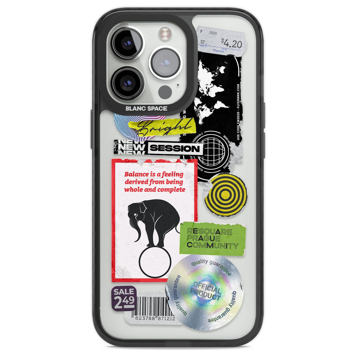 Peeled Sticker Mix Phone Case iPhone 13 Pro / Black Impact Case,iPhone 14 Pro / Black Impact Case,iPhone 15 Pro Max / Black Impact Case,iPhone 15 Pro / Black Impact Case Blanc Space