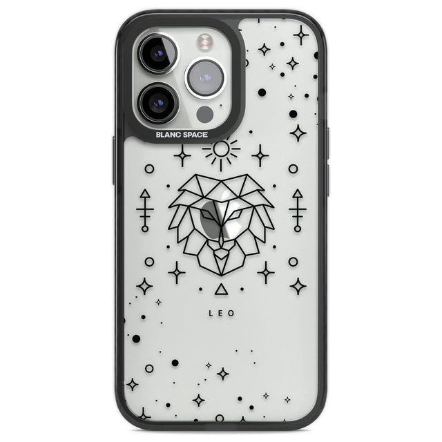 Leo Emblem - Transparent Design Phone Case iPhone 13 Pro / Black Impact Case,iPhone 14 Pro / Black Impact Case,iPhone 15 Pro Max / Black Impact Case,iPhone 15 Pro / Black Impact Case Blanc Space