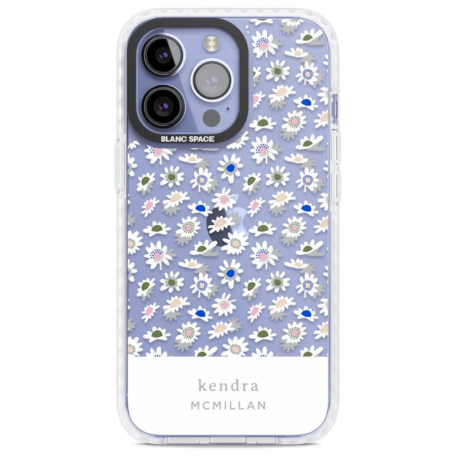 Personalised Grey & White Daisies Floral Design Custom Phone Case iPhone 13 Pro / Impact Case,iPhone 14 Pro / Impact Case,iPhone 15 Pro Max / Impact Case,iPhone 15 Pro / Impact Case Blanc Space