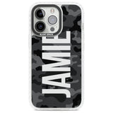 Personalised Vertical Name Black Camouflage Custom Phone Case iPhone 13 Pro / Impact Case,iPhone 14 Pro / Impact Case,iPhone 15 Pro Max / Impact Case,iPhone 15 Pro / Impact Case Blanc Space