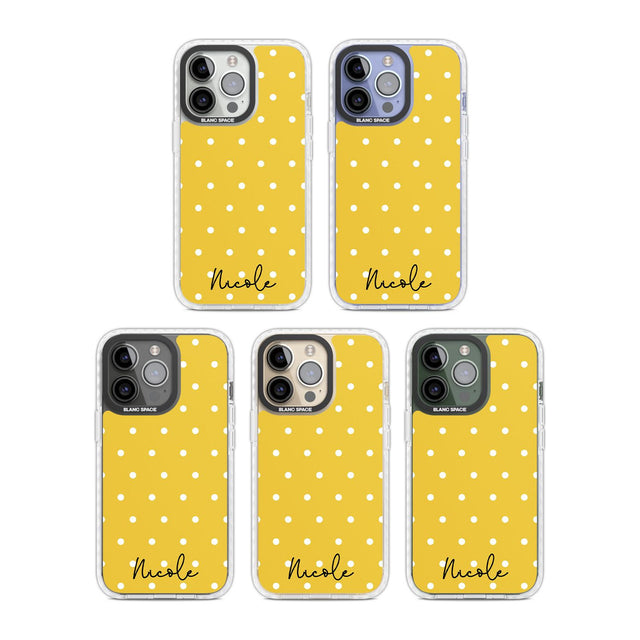 Personalised Yellow Polka Dot Custom Phone Case iPhone 15 Pro Max / Black Impact Case,iPhone 15 Plus / Black Impact Case,iPhone 15 Pro / Black Impact Case,iPhone 15 / Black Impact Case,iPhone 15 Pro Max / Impact Case,iPhone 15 Plus / Impact Case,iPhone 15 Pro / Impact Case,iPhone 15 / Impact Case,iPhone 15 Pro Max / Magsafe Black Impact Case,iPhone 15 Plus / Magsafe Black Impact Case,iPhone 15 Pro / Magsafe Black Impact Case,iPhone 15 / Magsafe Black Impact Case,iPhone 14 Pro Max / Black Impact Case,iPhone 