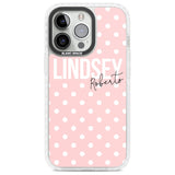 Personalised Pink Polka Custom Phone Case iPhone 13 Pro / Impact Case,iPhone 14 Pro / Impact Case,iPhone 15 Pro Max / Impact Case,iPhone 15 Pro / Impact Case Blanc Space