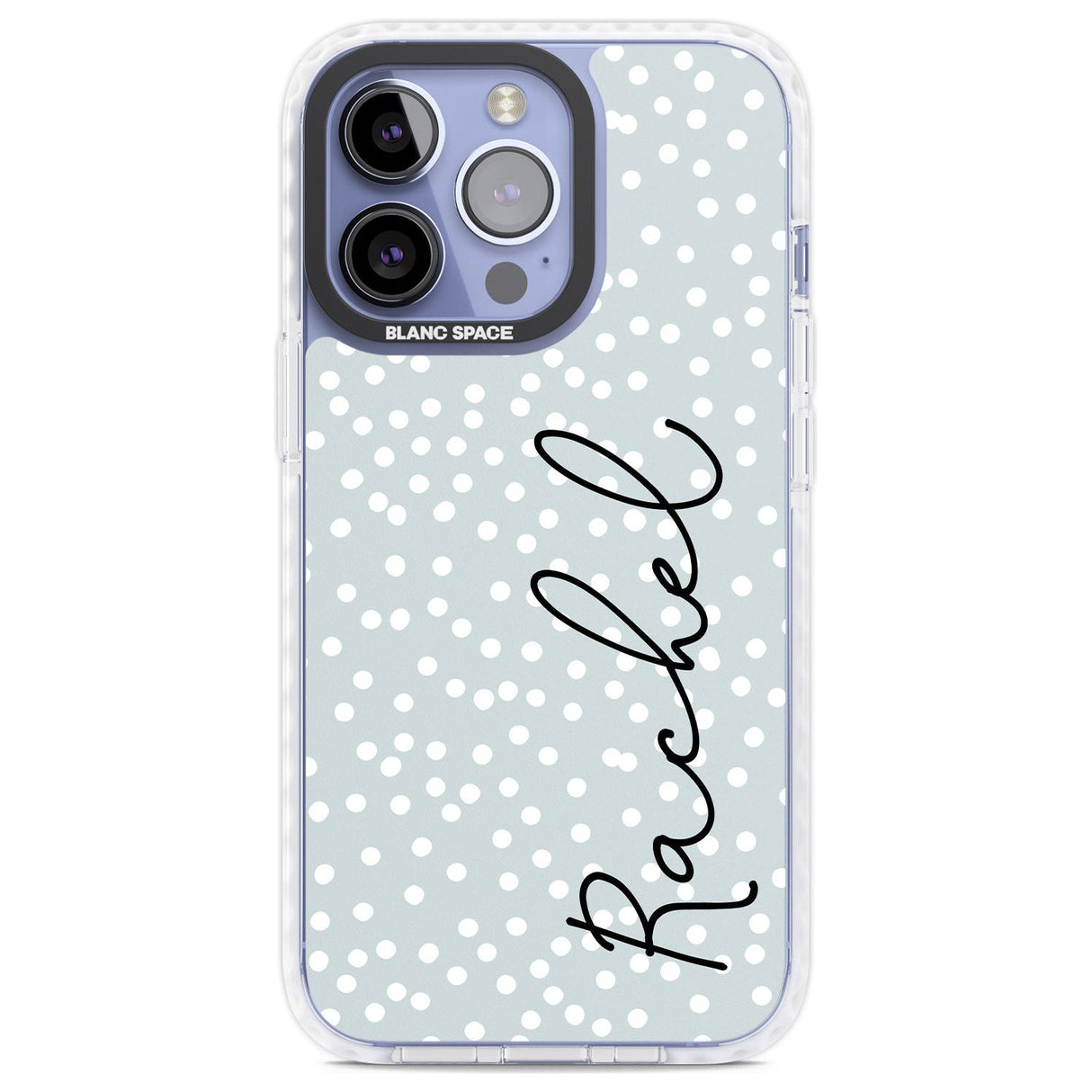 Personalised Vertical Cursive & Dots Custom Phone Case iPhone 13 Pro / Impact Case,iPhone 14 Pro / Impact Case,iPhone 15 Pro Max / Impact Case,iPhone 15 Pro / Impact Case Blanc Space