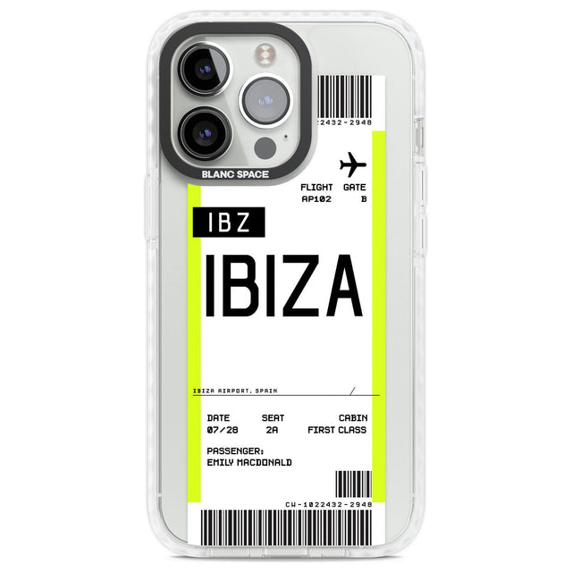 Personalised Ibiza Boarding Pass Custom Phone Case iPhone 13 Pro / Impact Case,iPhone 14 Pro / Impact Case,iPhone 15 Pro Max / Impact Case,iPhone 15 Pro / Impact Case Blanc Space