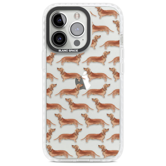 Dachshund (Red) Watercolour Dog Pattern Phone Case iPhone 13 Pro / Impact Case,iPhone 14 Pro / Impact Case,iPhone 15 Pro Max / Impact Case,iPhone 15 Pro / Impact Case Blanc Space