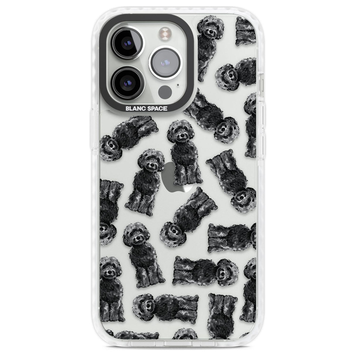 Cockapoo (Black) Watercolour Dog Pattern Phone Case iPhone 13 Pro / Impact Case,iPhone 14 Pro / Impact Case,iPhone 15 Pro Max / Impact Case,iPhone 15 Pro / Impact Case Blanc Space