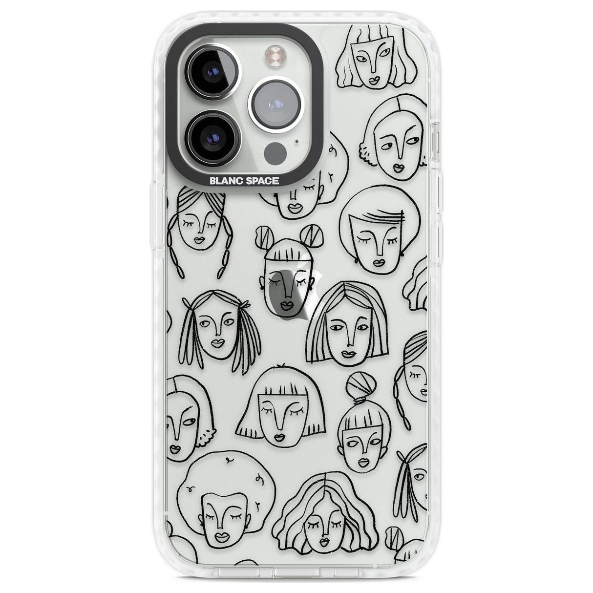 Girl Portrait Doodles Phone Case iPhone 13 Pro / Impact Case,iPhone 14 Pro / Impact Case,iPhone 15 Pro Max / Impact Case,iPhone 15 Pro / Impact Case Blanc Space