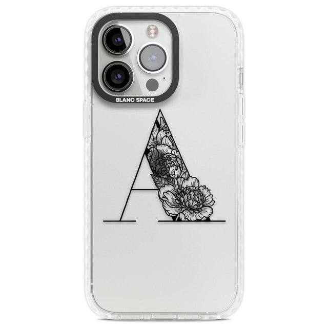 Floral Monogram Letter Custom Phone Case iPhone 13 Pro / Impact Case,iPhone 14 Pro / Impact Case,iPhone 15 Pro Max / Impact Case,iPhone 15 Pro / Impact Case Blanc Space